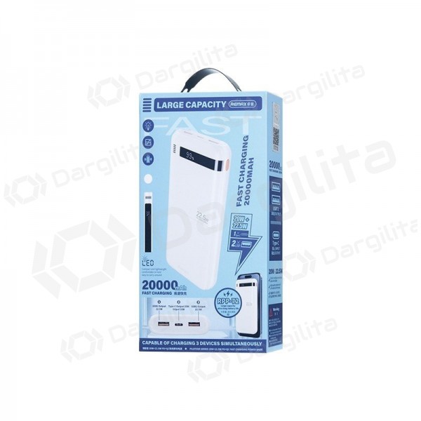 Išorinė baterija (Power Bank) Remax RPP-72 20000 mAh 22.5 W, juoda