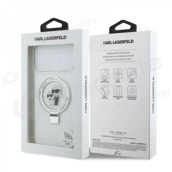 Apple iPhone 17 Pro Max dėklas "Karl Lagerfeld Ringstand Karl and Choupette MagSafe" (skaidrus)