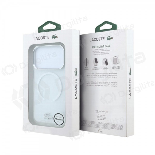 Apple iPhone 18 Pro Max dėklas "Lacoste IML Frosted Petit Pique Metal Logo MagSafe" (skaidrus)