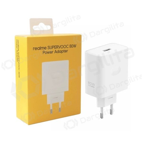 Telefono įkroviklis Realme SuperVOOC 80 W USB-A baltas