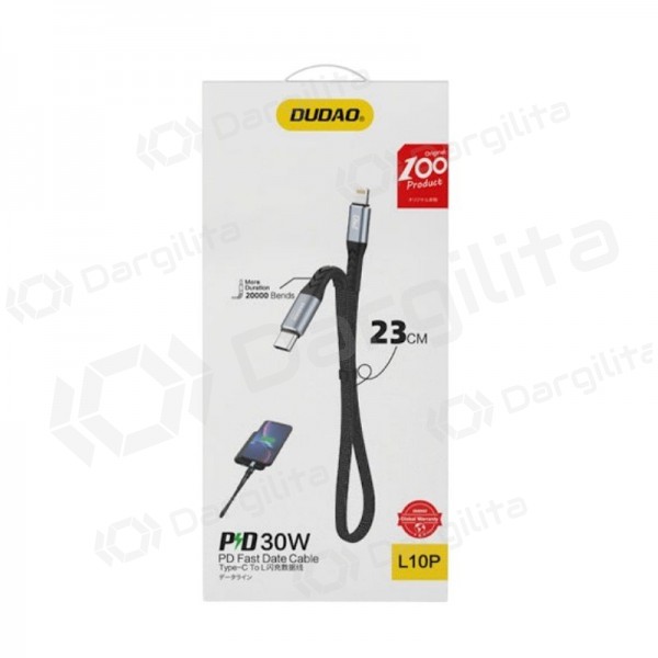 Lightning laidas Dudao L10P USB-C į Lightning 0.23 m 20 W juodas
