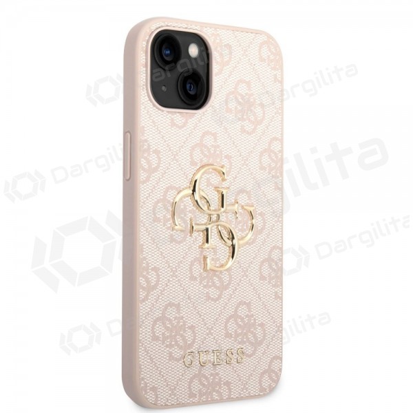 Apple iPhone 14 dėklas "Guess PU 4G Metal Logo" (rožinis)
