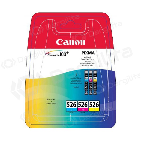 Canon CLI-526 kasečių rinkinys (4541B009), žydra, purpurinė, geltona kasetė rašaliniams spausdintuvams