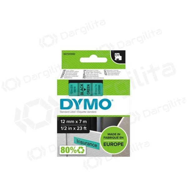 Dymo 45019 (S0720590) Juostelė 12mm x 7m, Black on Green