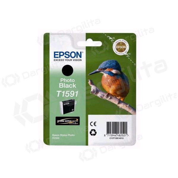 Epson T1591 (C13T15914010), foto juoda kasetė rašaliniams spausdintuvams, 17 ml, 9100 psl.