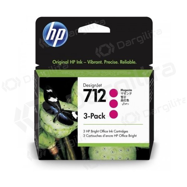 HP 712 3-pack (3ED78A) Rašalinė kasetė, Purpurinė