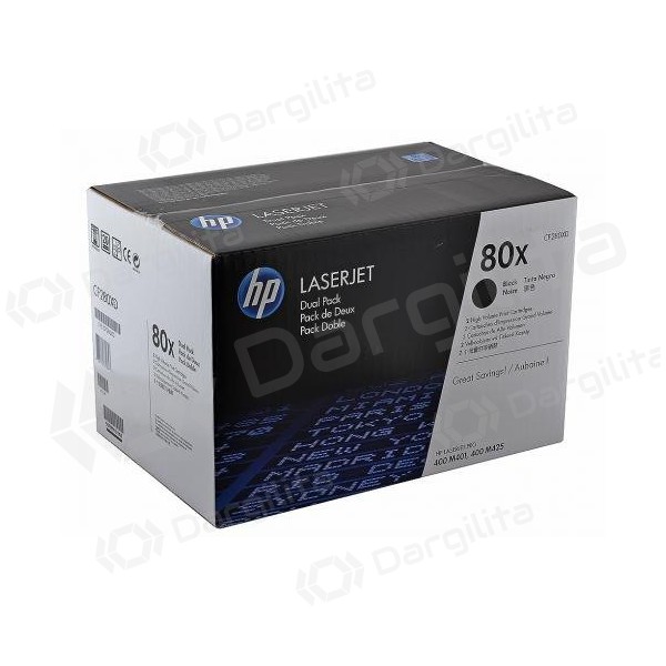HP CF280XD No.80X Dviguba pakuotė , juoda kasetė lazeriniams spausdintuvams, 13800 psl.