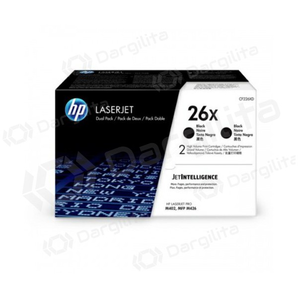 HP No.26X (CF226XD), juoda kasetė lazeriniams spausdintuvams, 9000 psl. HP No.26X (CF226XD), juoda kasetė lazeriniams spausdintuvams, 9000 psl.