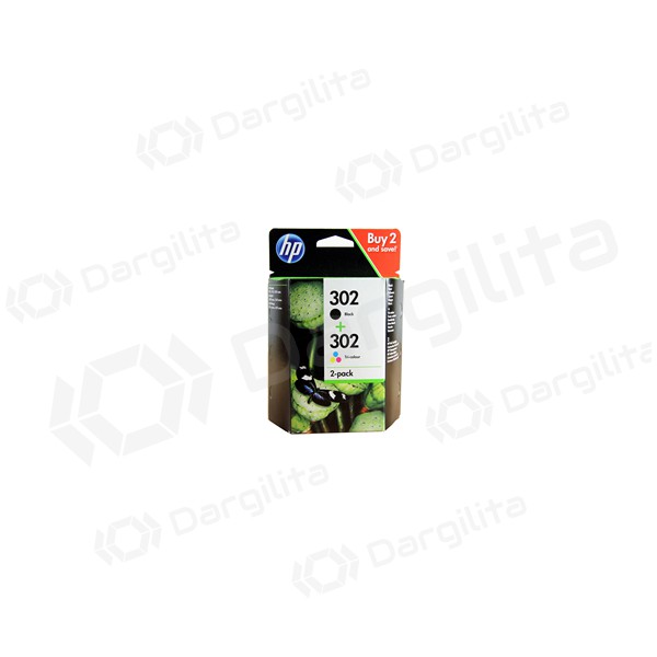 HP No.302 Kasėčių rinkinys (X4D37AE), juoda ir trispalvė kasetė rašaliniams spausdintuvams, 190 psl.