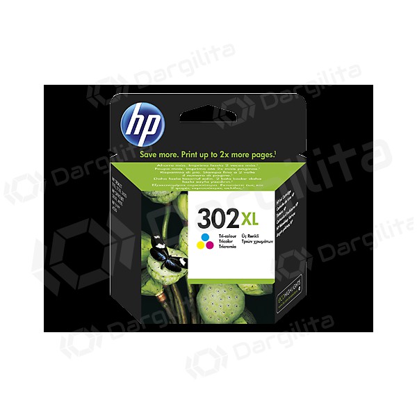 HP No.302XL (F6U67AE) 	, trispalvė kasetė rašaliniams spausdintuvams, 330 psl.