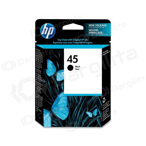 HP No.45 (51645AE), juoda kasetė rašaliniams spausdintuvams, 930 psl. HP No.45 (51645AE), juoda kasetė rašaliniams spausdintuvams, 930 psl.