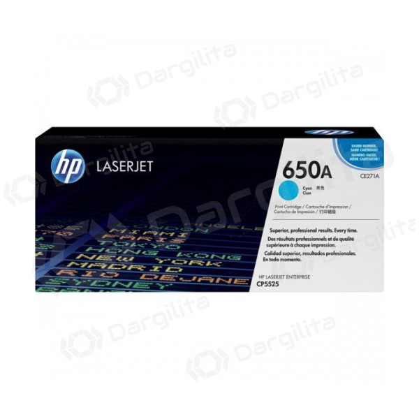 HP No.650A (CE271A), žydra kasetė lazeriniams spausdintuvams, 15000 psl.