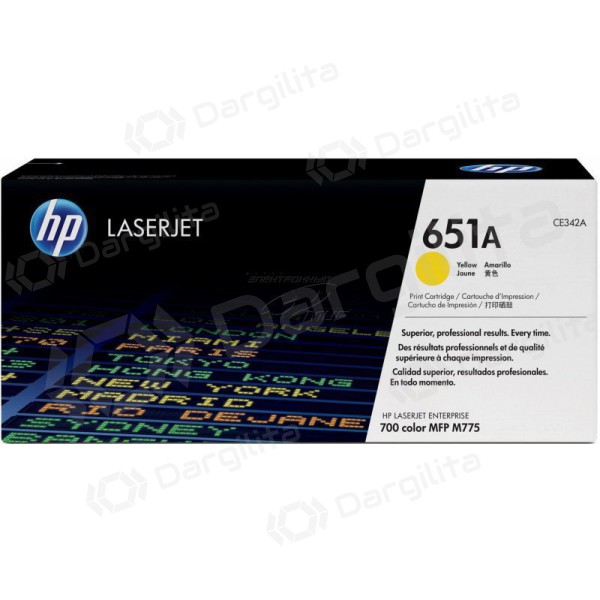 HP No.651 (CE342A), geltona kasetė lazeriniams spausdintuvams, 16000 psl. HP No.651 (CE342A), geltona kasetė lazeriniams spausdintuvams, 16000 psl.