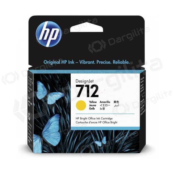 HP No.712 (3ED69A), geltona kasetė Rašaliniams spausdintuvams, 29ml.