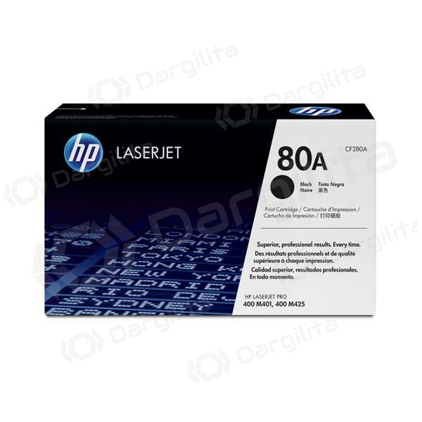 HP No.80A (CF280A), juoda kasetė lazeriniams spausdintuvams, 2560 psl. HP No.80A (CF280A), juoda kasetė lazeriniams spausdintuvams, 2560 psl.