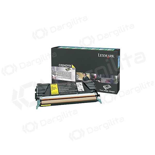 Lexmark (C5240YH), geltona kasetė lazeriniams spausdintuvams, 5000 psl.