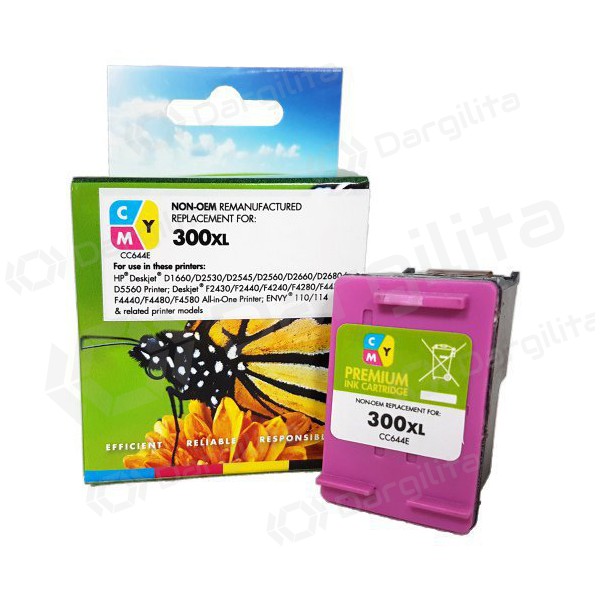 Neoriginali Static Control HP 300 XL (CC644EE), trispalvė kasetė rašaliniams spausdintuvams, 440 psl.