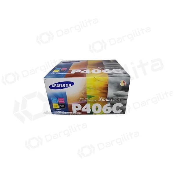 Samsung kasečių rinkinys-Kit CLT-P406C/ELS (SU375A), juoda, žydra, purpurinė, geltona kasetė lazeriniams spausdintuvams